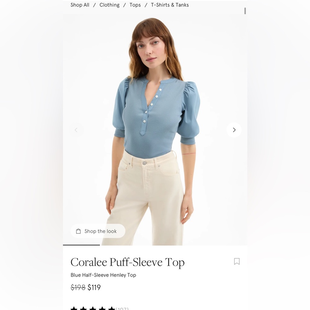 Veronica Beard Coralee Puff Sleeve Top Size Small
